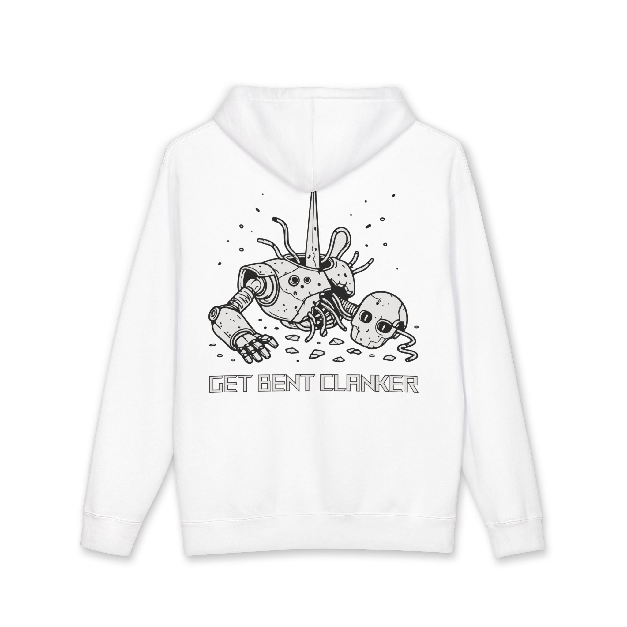 Hoodie — “Get Bent Clunker” Robo Skull Graphic Hoodie