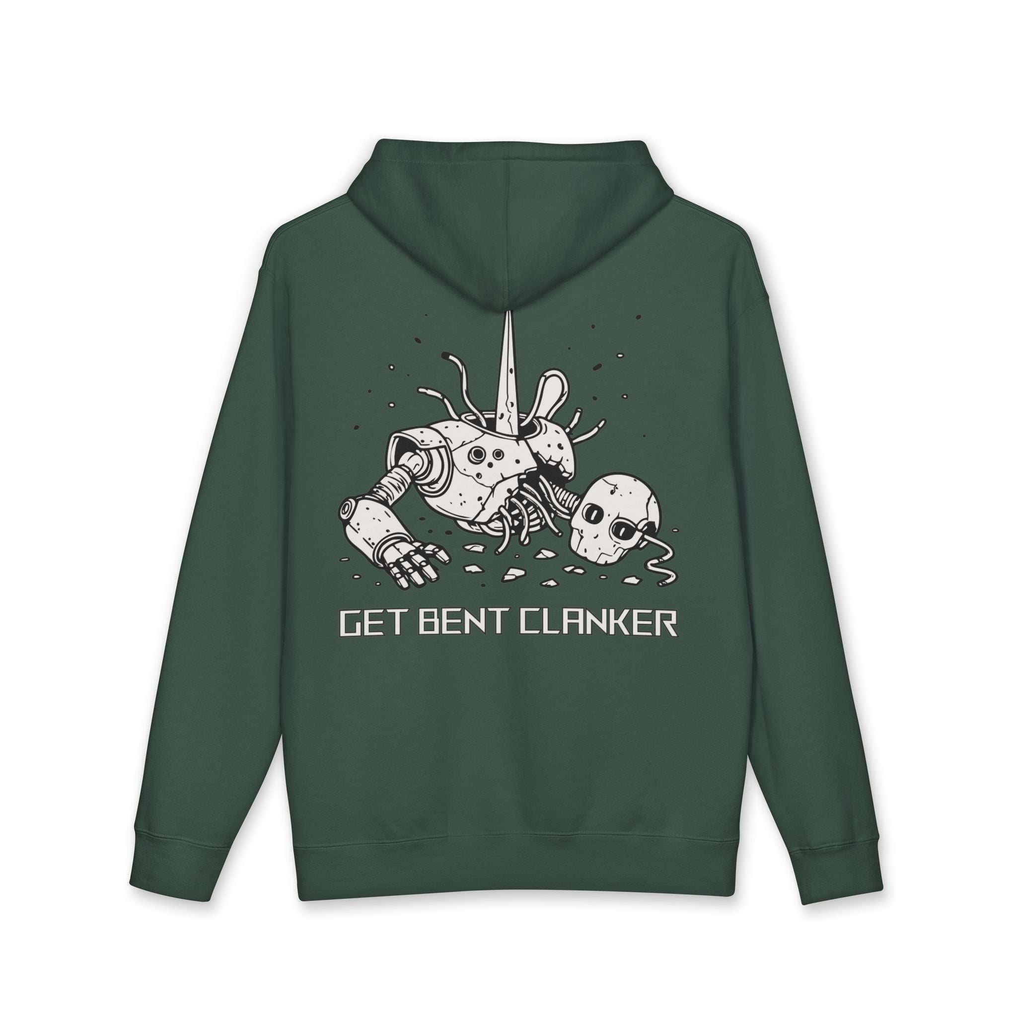Hoodie — “Get Bent Clunker” Robo Skull Graphic Hoodie